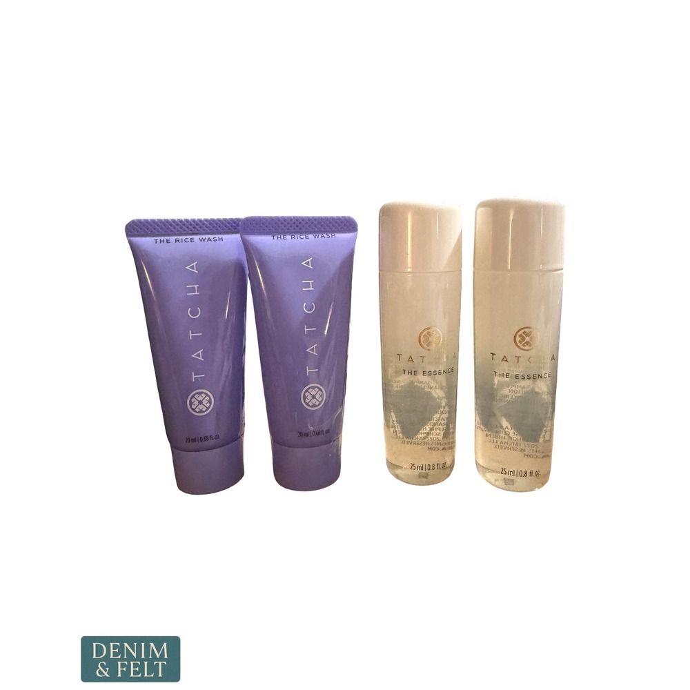 NEW Tatcha 4 Piece Skincare Bundle The Rice Wash + The Essence Hydrating Set